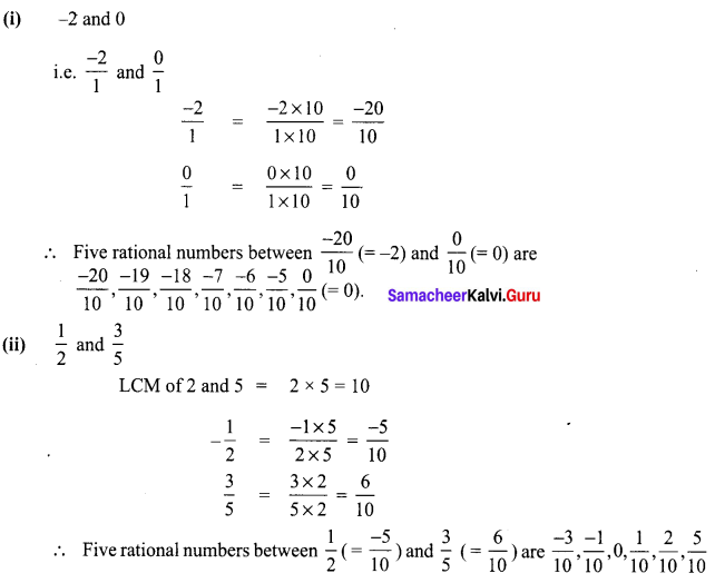 8th Maths Exercise 1.1 Samacheer Kalvi Term 1 Chapter 1 Rational Numbers