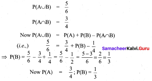 Samacheer Kalvi 11th Maths Solutions Chapter 12 Introduction to Probability Theory Ex 12.5 5