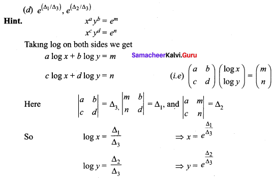 Samacheer Kalvi 12th Maths Solutions Chapter 1 Applications of Matrices and Determinants Ex 1.8 Q19.1