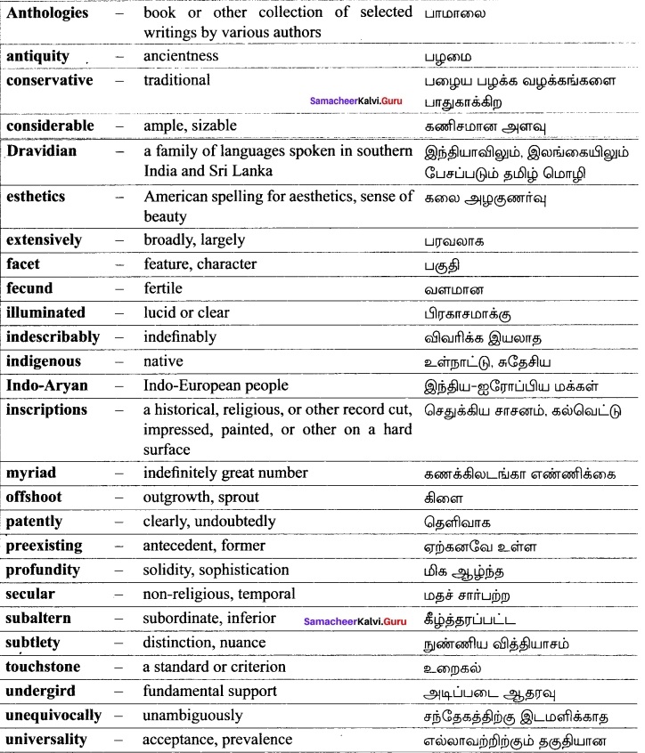 12th English The Chair Lesson Paragraph Samacheer Kalvi Chapter 5 The Status Of Tamil As A Classical Language