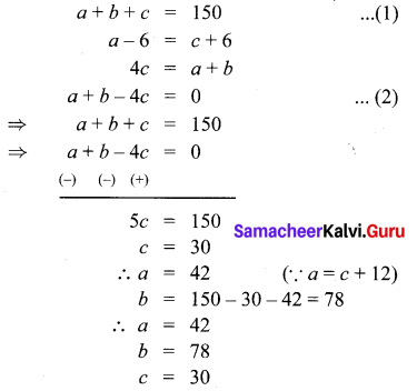 Unit Exercise 3 Samacheer Kalvi 10th Maths Solutions Chapter 3 Algebra