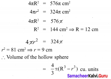 Class 10 Maths Exercise 7.2 Solutions Samacheer Kalvi Chapter 7 Mensuration