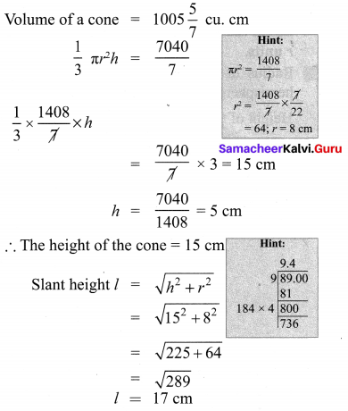Samacheer Kalvi 10th Maths Chapter 7 Mensuration Unit Exercise 7 9