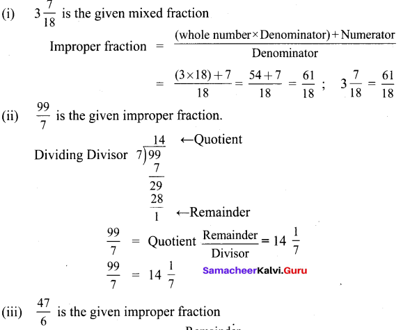 Samacheer Kalvi 6th Maths Solutions Term 3 Chapter 1 Fractions Ex 1.1