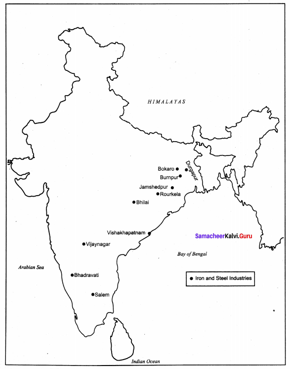 10th Social India Outline Map Samacheer Kalvi Geography Solutions Chapter 4 Resources And Industries