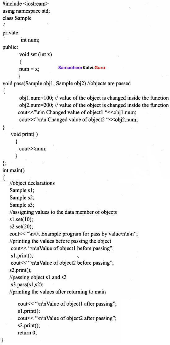 Samacheer Kalvi 11th Computer Science Solutions Chapter 14 Classes and Objects 14