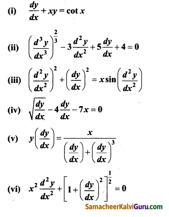 Samacheer Kalvi 12th Maths Guide Chapter Chapter 10 சாதாரண வகைக்கெழுச் சமன்பாடுகள் Ex 10.1 1