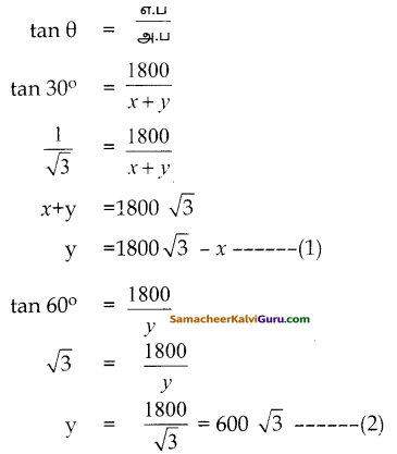 Samacheer Kalvi 10th Maths Guide Chapter 6 முக்கோணவியல் Ex 6.3 7